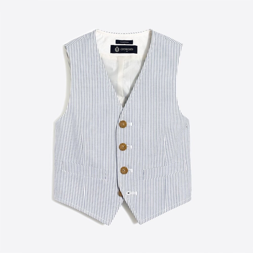 Crewcuts boys Thompson Vest blue white seersucker